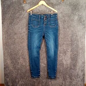 Judy Blue Skinny Blue Jeans High-Rise Button Closure Stretchy Skinny Womens 32